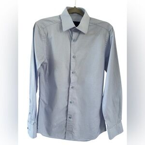 David Donahue Sky Blue Checkered Dress Shirt